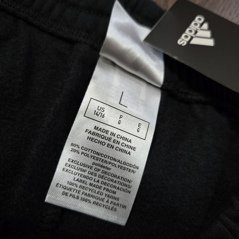 Adidas Girls Joggers Athletic Sweat Pants Black‎ NWT Size 14/16 Large - Picture 8 of 8